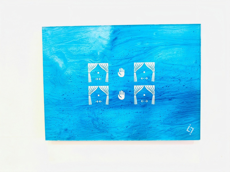 Ocean blue curtain panel