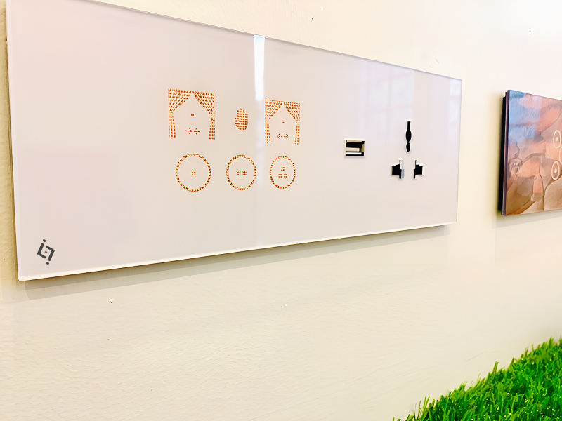 White curtain and socket panel